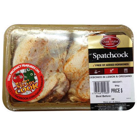 Spatchcock Deboned in Lemon & Oregano Game Farm 300-500g , Frdg5-Meat - HFM, Harris Farm Markets
