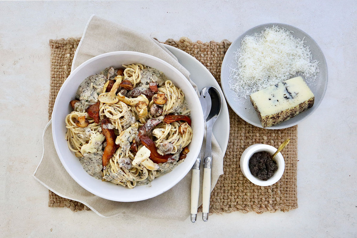 Spaghetti- with Creamy Mixed Mushrooms and Truffle Pecorino  | Harris Farm Online