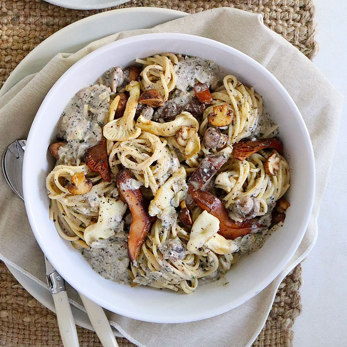 Spaghetti- with Creamy Mixed Mushrooms and Truffle Pecorino  | Harris Farm Online