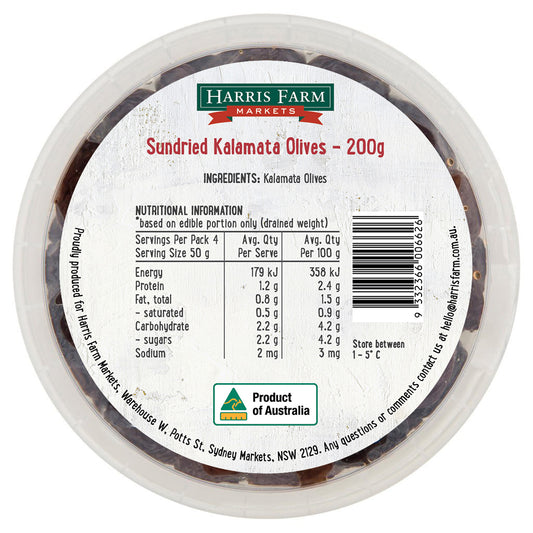 Harris Farm Olives Sundried Kalamata 200g