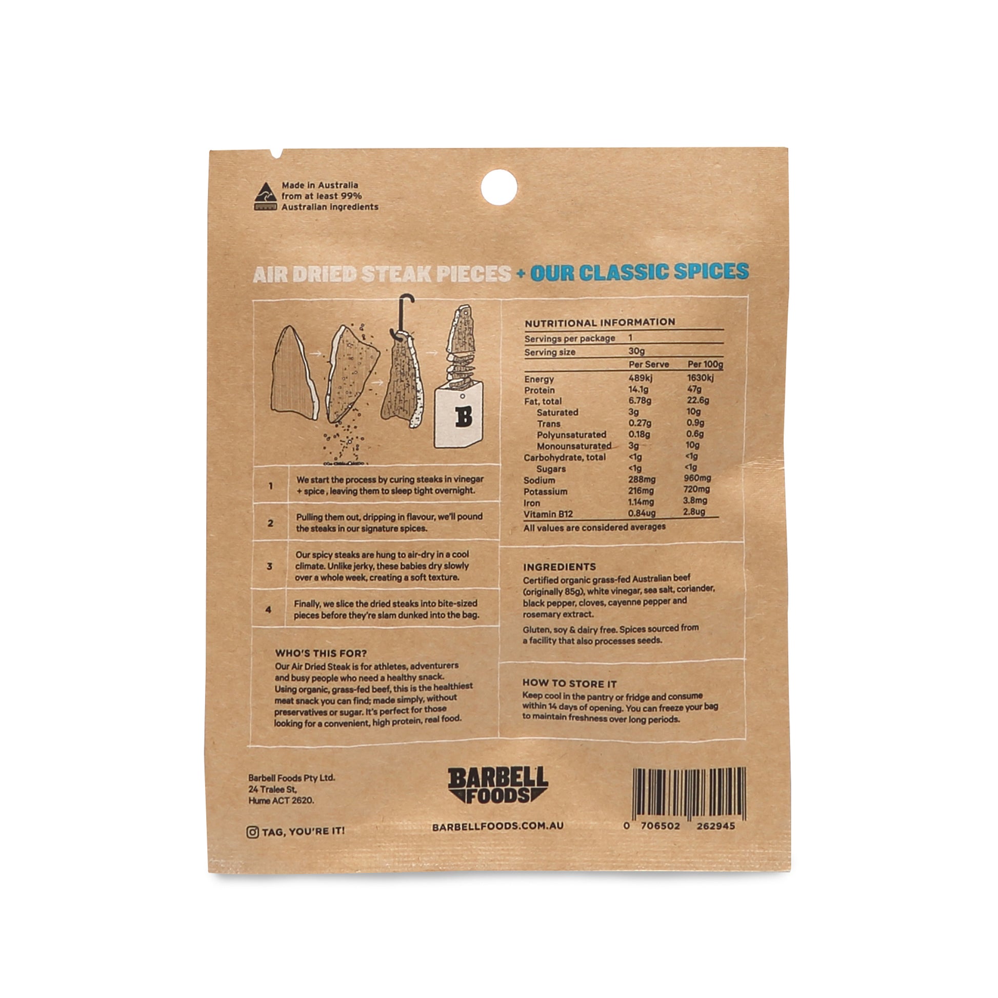Barbell Benchmark Air Dried Steak Organic | Harris Farm Online