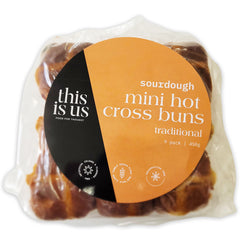 This Is Us Sourdough Mini Hot Cross Buns Fruit 9 Pack | Harris Farm Online