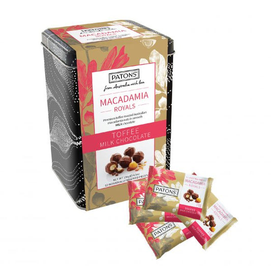 Patons Macadamia Royals Toffee Milk Chocolate Tin | Harris Farm Online