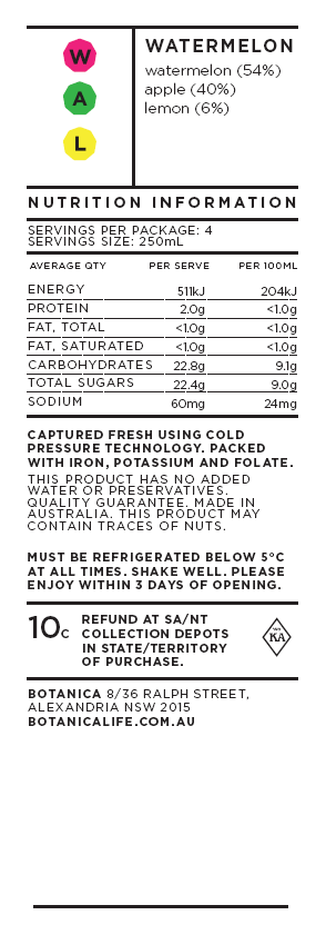 Botanica Cold Pressed Watermelon Blend 1L , Frdg1-Drinks - HFM, Harris Farm Markets
 - 2