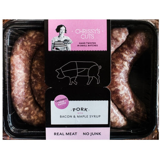 Sausages - Pork, Bacon And Maple (500g) Chrissy's Cuts
