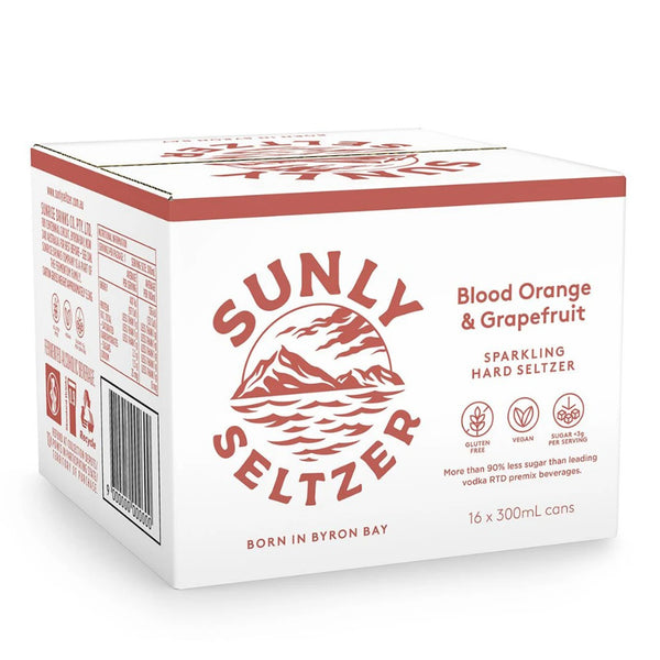 Sunly Seltzer Blood Orange and Grapefruit Sparkling Hard Seltzer Case  | Harris Farm Online