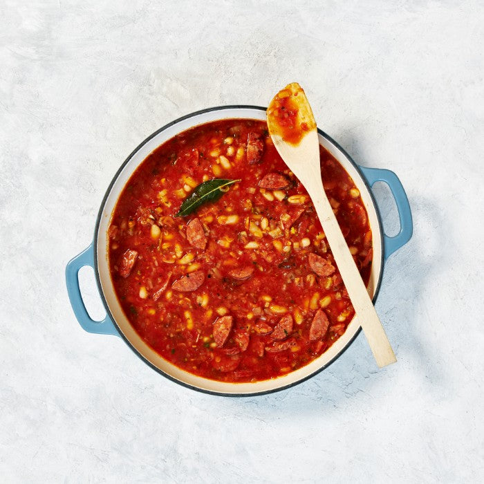 Barramundi Asopado - with Chorizo, Cannellini Beans & Garlic Bread