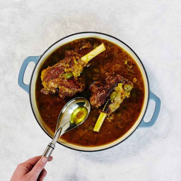 Leek & Turmeric Braised Lamb Shanks - with Pilaf Rice