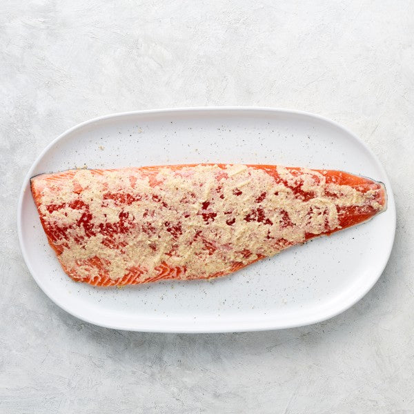 Easter Beetroot Coated Salmon with Herb Dressing and Kale Avocado Salad