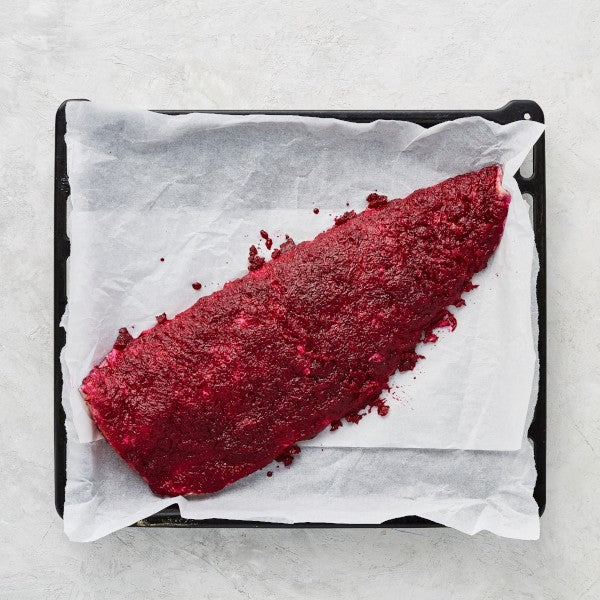 Easter Beetroot Coated Salmon with Herb Dressing and Kale Avocado Salad