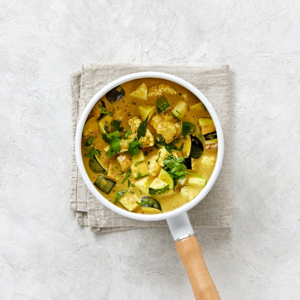 Southern Indian Veg Curry with Raita and Brown Basmati