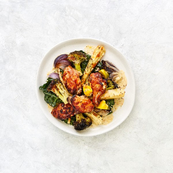 One Pan Roast with Sriracha Wings and Roast Vegies