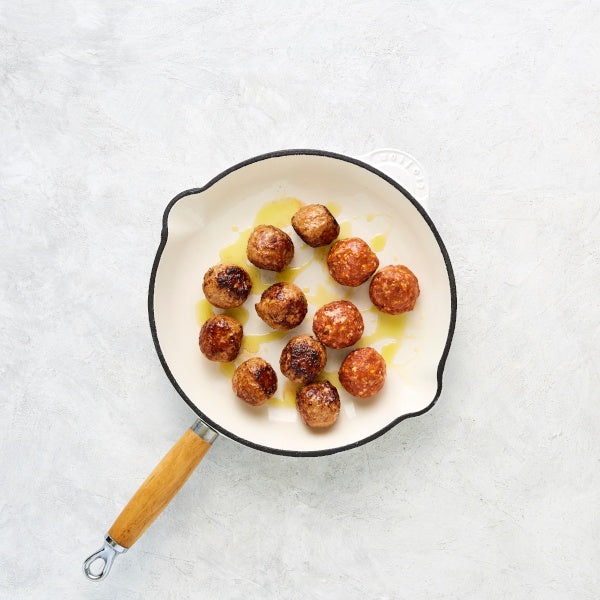 Italian Meatballs with Bocconcini, Cannellini Beans and Tuscan Cabbage