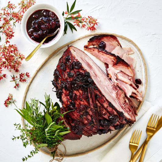 Mixed Berry and Cherry Glazed Christmas Ham