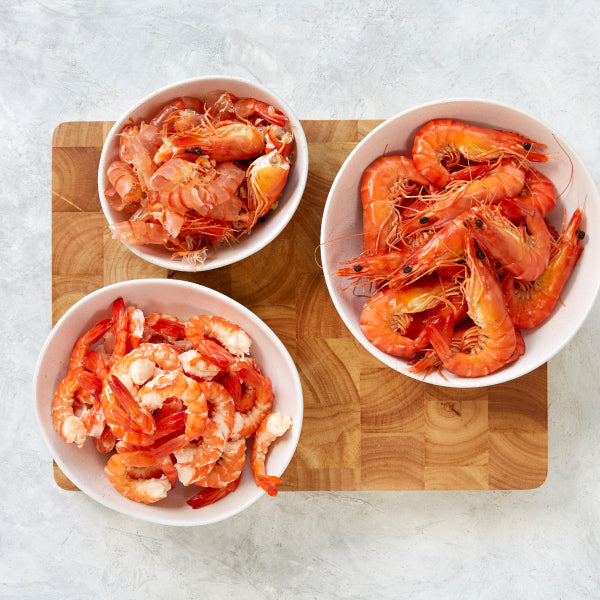 Fresh Tiger Prawns with Radish, Palm Heart Salad and Avocado Horseradish Dip