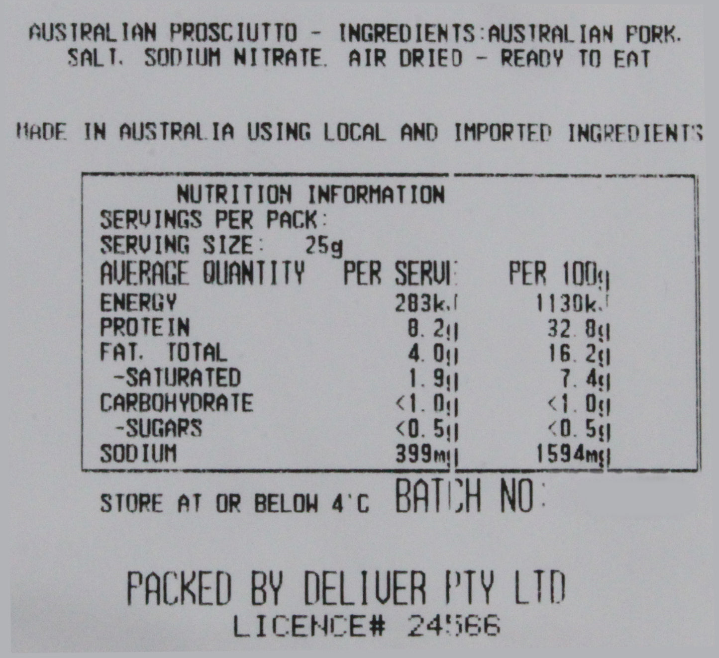 Harris Farm Australian Prosciutto 125g