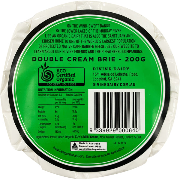 Divine Dairy Organic Double Brie | Harris Farm Online