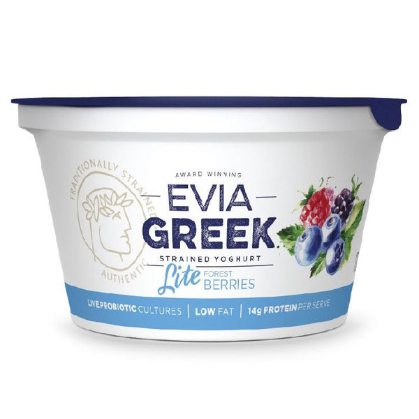 Evia Greek Strained Yoghurt Lite Forest Berries 170g