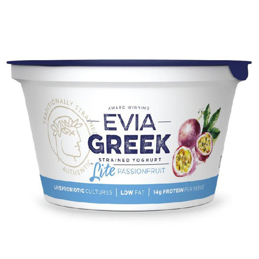 Evia Greek Strained Yoghurt Lite Passionfruit 170g