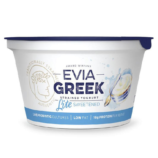 Evia Greek Strained Yoghurt Lite Sweetened 170g