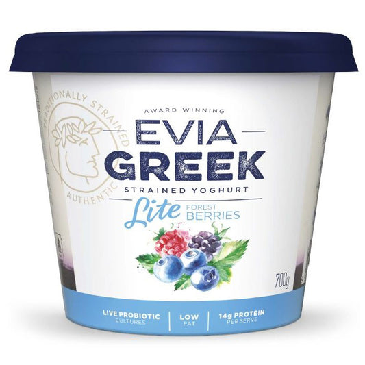 Evia Greek Strained Yoghurt Light Forest Berries 700g