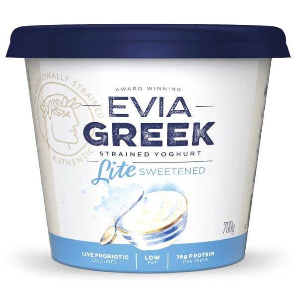 Evia Greek Strained Yoghurt Lite Sweetened 700g