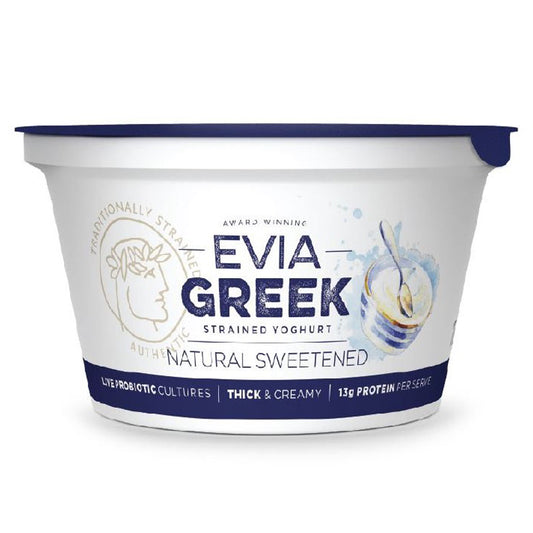 Evia Greek Strained Yoghurt Natural Sweetened 170g