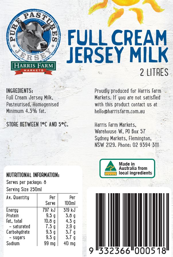 Pure Pastures Jersey Milk Full Cream (Expiring 28 Feb, 2L)