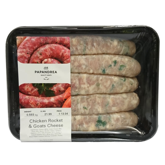 Sausages Chicken & Goat Cheese Joe Papandrea 500-700g , Frdg5-Meat - HFM, Harris Farm Markets
