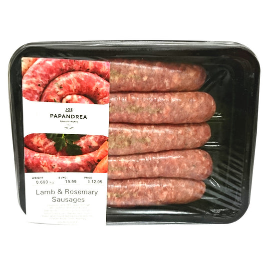 Sausages Lamb & Rosemary Joe Papandrea 500 700g , Frdg5-Meat - HFM, Harris Farm Markets
