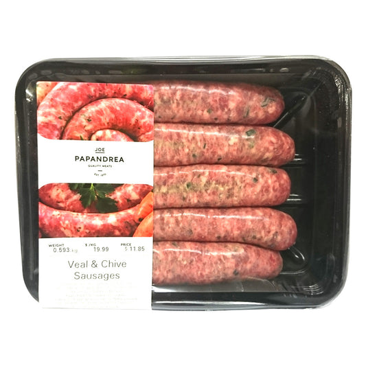 Sausages Beef Veal & Chives Joe Papandrea 500-700g , Frdg5-Meat - HFM, Harris Farm Markets
