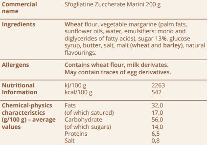 Marini - Biscuits Sfogliatine Zuccherate - Puff Pastry Sugar Topped (200g)