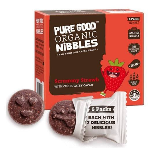 Pure Good Organic - Nibbles Scrummy Strawb - Strawberry & Cacao (120g)