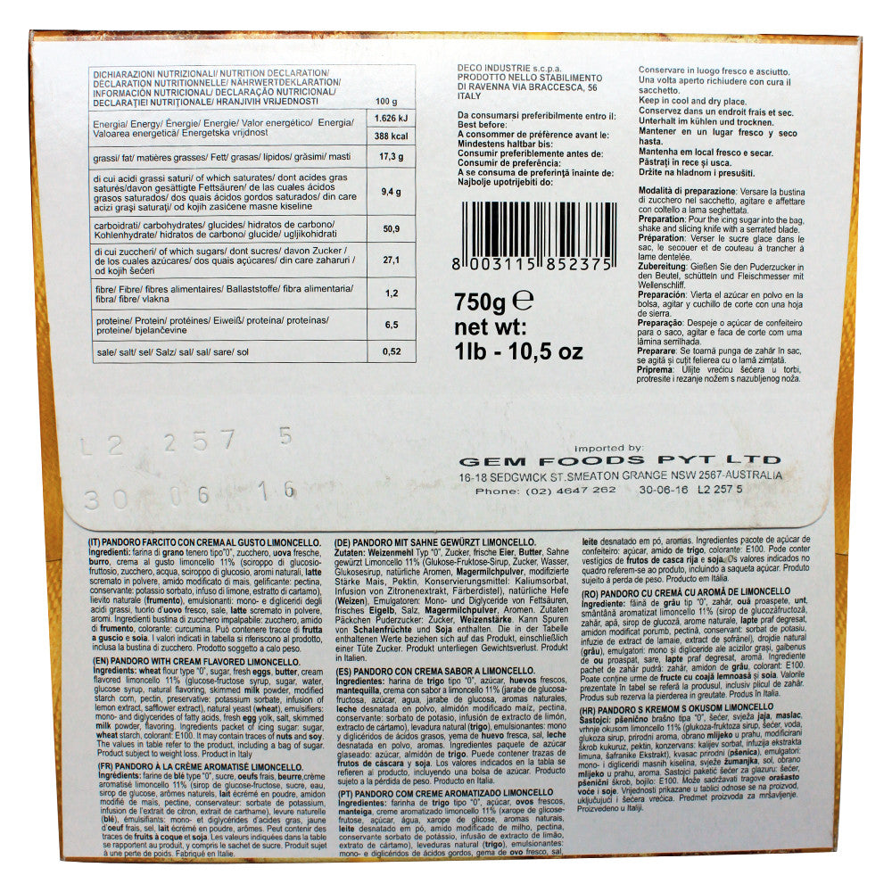 Pineta Pandoro Limoncello 750g , Z-Bakery - HFM, Harris Farm Markets
 - 2