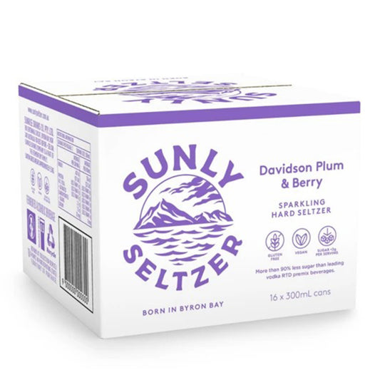 Sunly Seltzer Davidson Plum and Berry Sparkling Hard Seltzer Case | Harris Farm Online