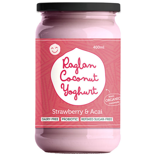 Raglan - Probiotic Coconut Yoghurt - Greek Style - Strawberry & Acai (400mL)