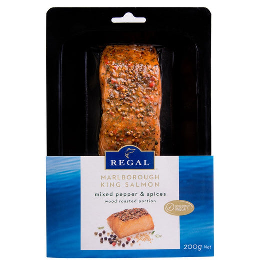 Regal Marlborough King Salmon Mixed Pepper Spices Wood Roasted 200g