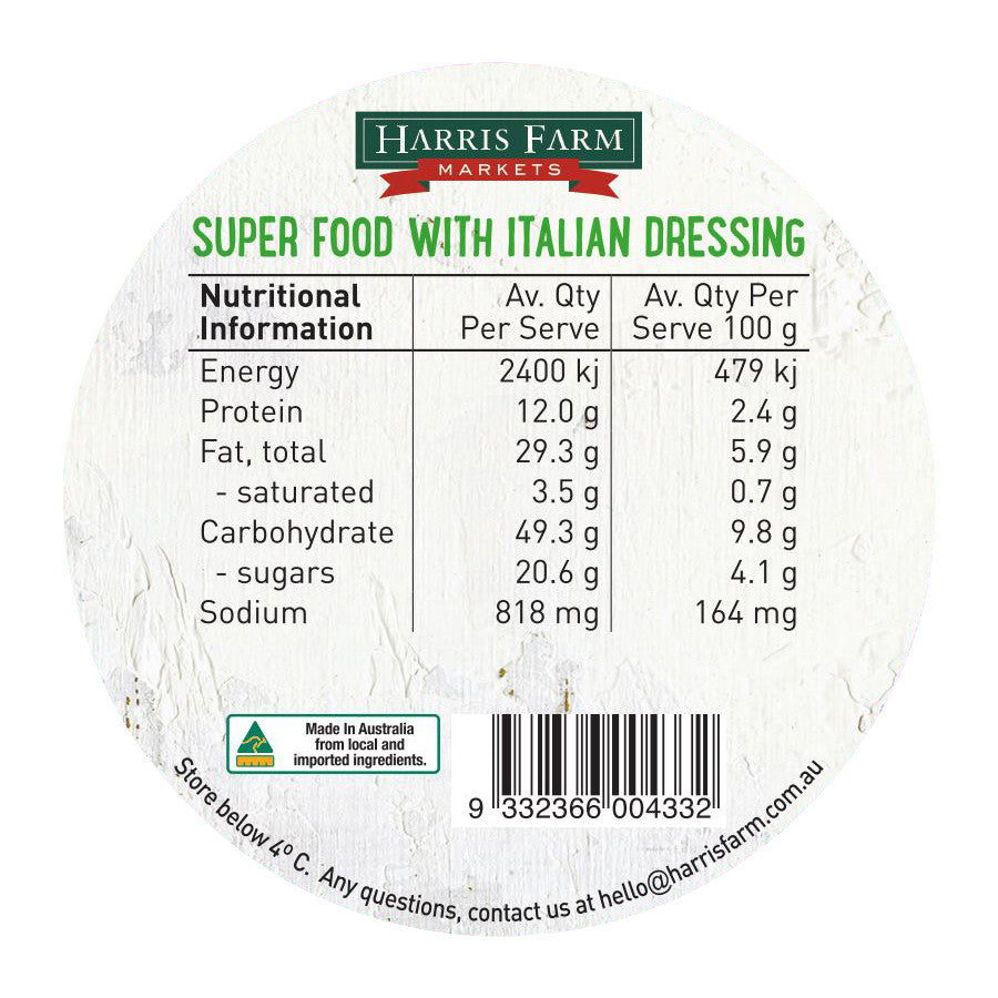 Harris Farm Salad2Go Super Food With Italian Dressing 300g