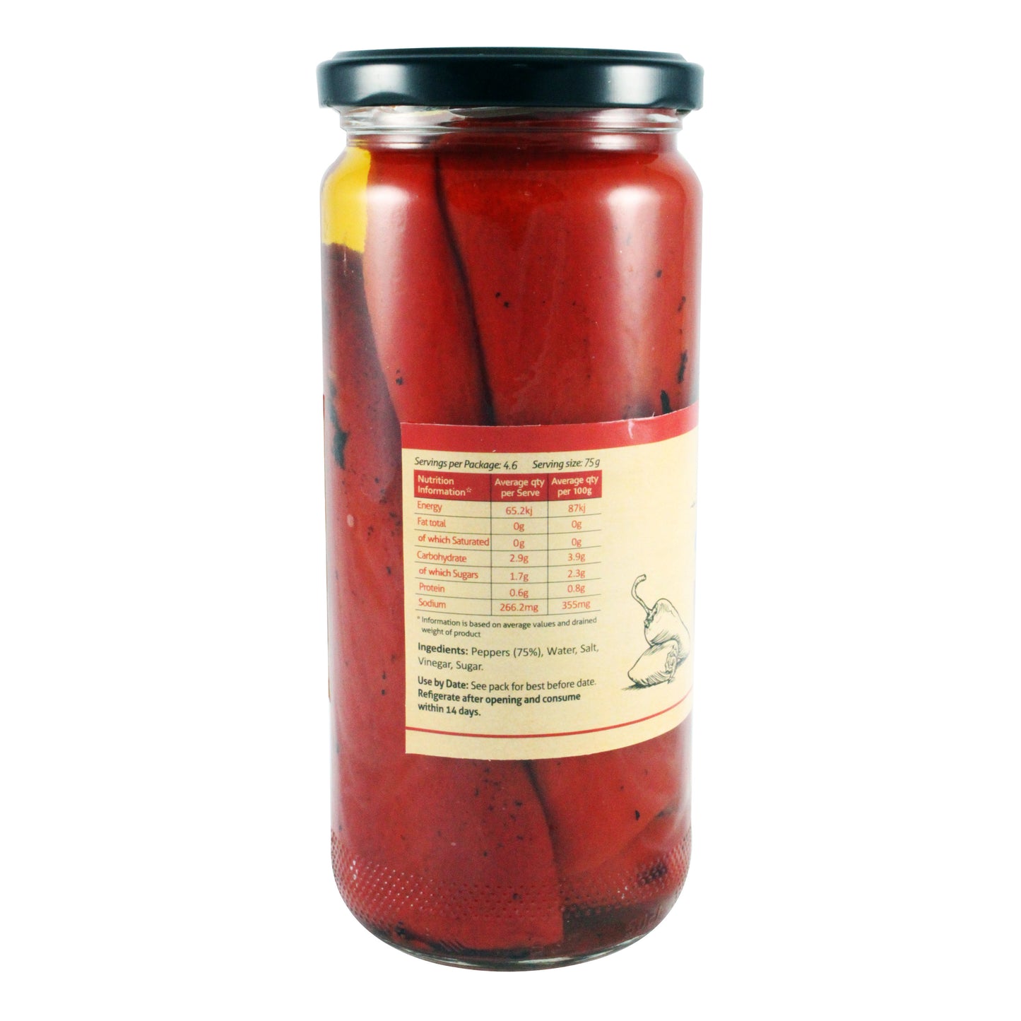 Sandhurst Roasted Red Whole Peppers 99% FF 465g