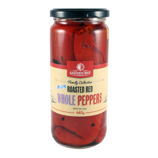 Sandhurst Roasted Red Whole Peppers 99% FF 465g