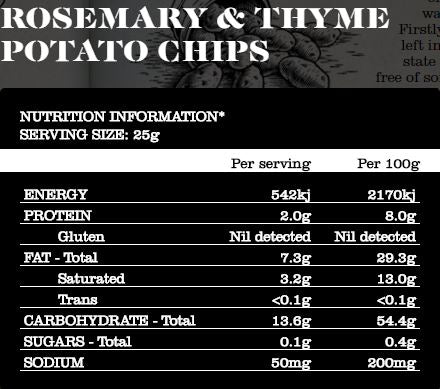 Thomas Chipman - Potato Chips - Rosemary & Thyme G/F (100g)