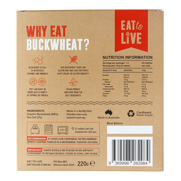Eat To Love Buckwheat Cakes Original 220g