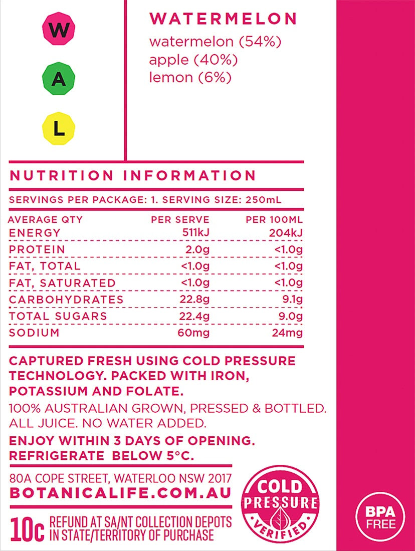 Botanica - Juice Cold Pressed - Watermelon Blend (250mL)