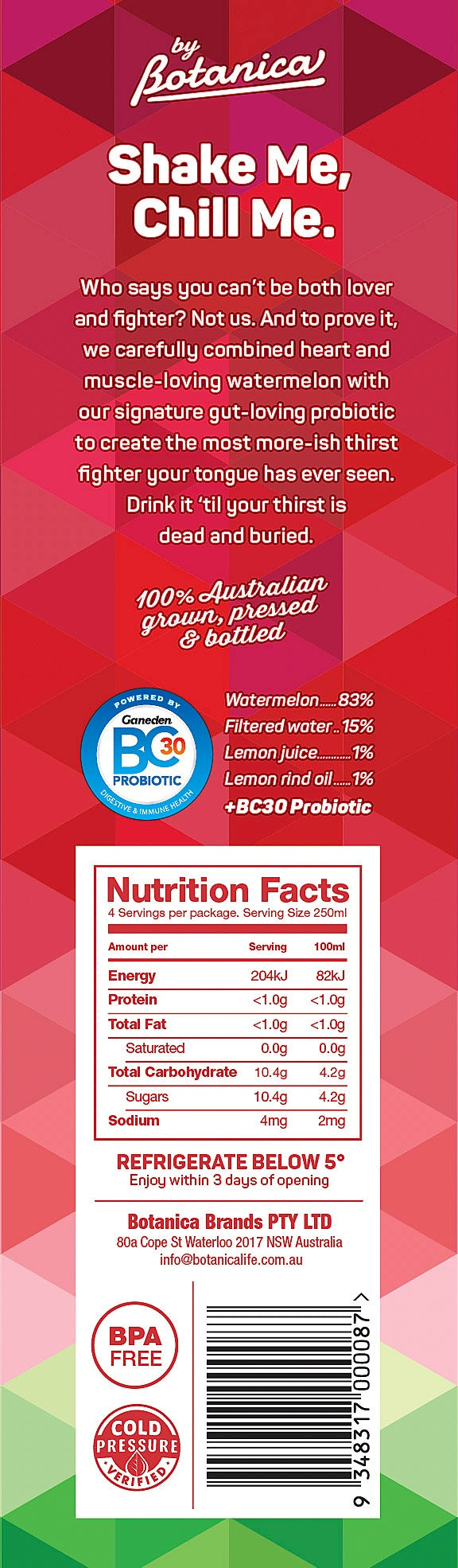 Botanica - Juice Probiotic - Watermelon Water (1L)