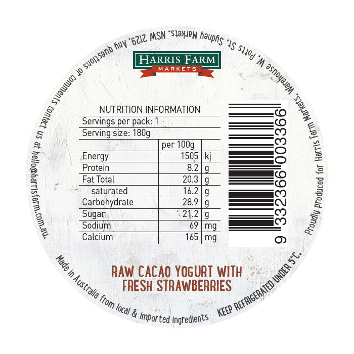Harris Farm - Yoghurt Topper - Raw Cacao Strawberry (180g)